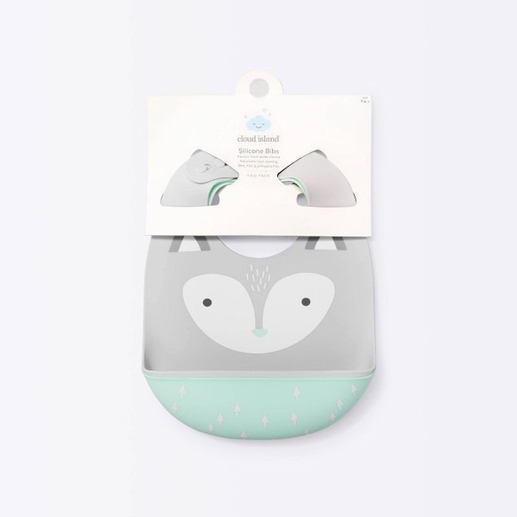 cloud island Other - NWT Cloud Island Silicone Fox & Mint Baby Bibs - 2-Pack